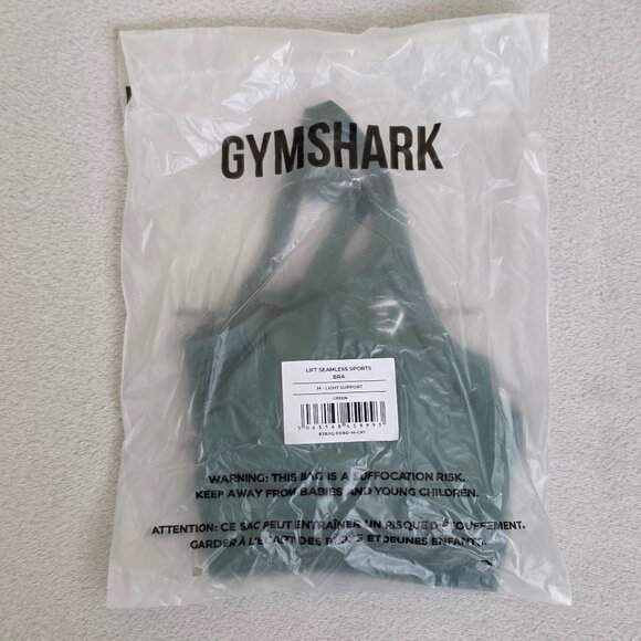 Gymshark Lift Seamless Sports Bra Womens Medium Green Light Support Workout - Picture 2 of 4